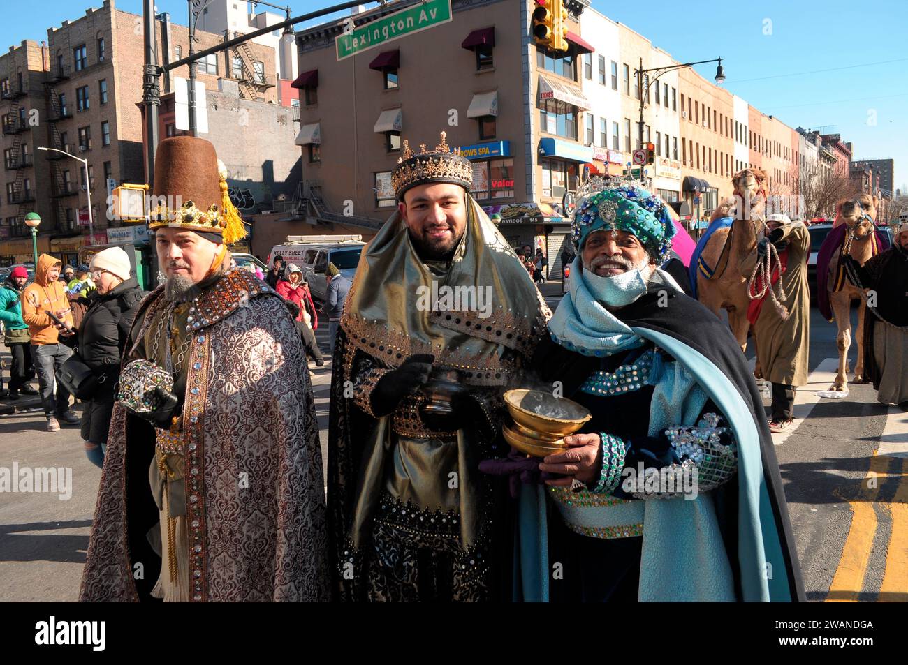 New York City, United States. 05th Jan, 2025. Three parade participants