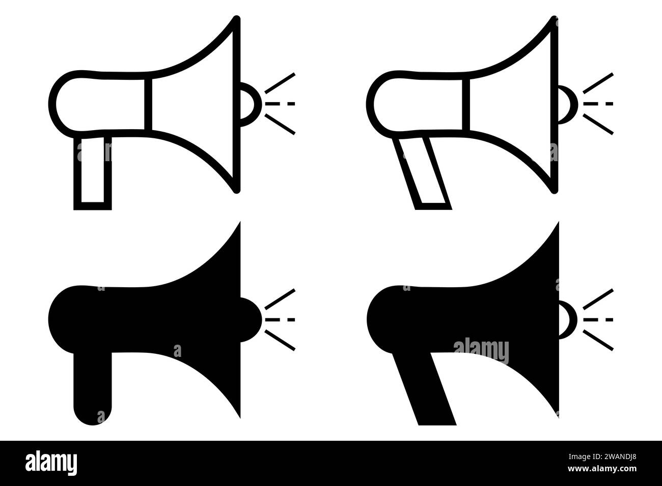 Megaphone thin line icon, promote line vector. Stock Vector