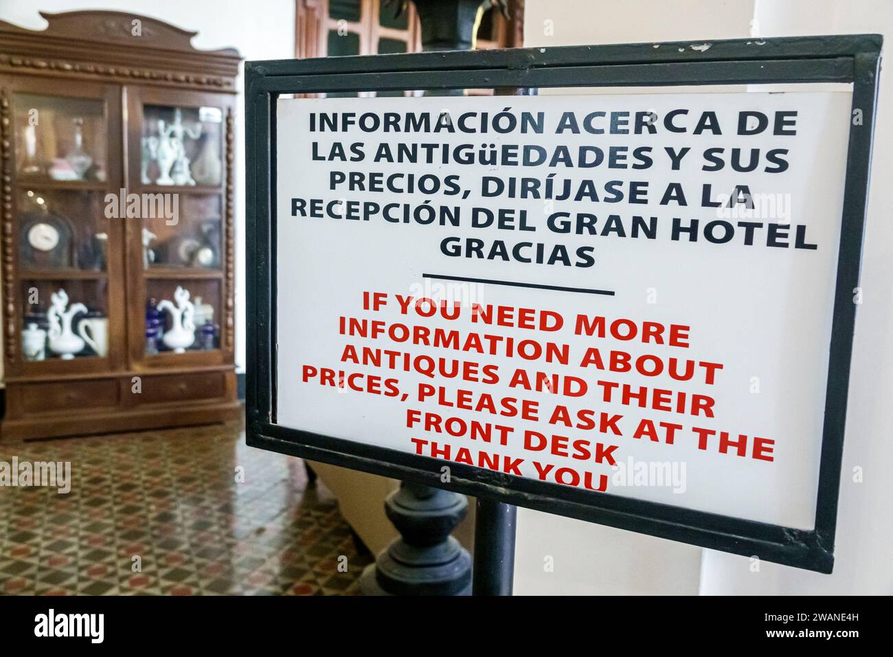 Merida Mexico,centro historico central historic district,Gran Hotel de Merida lobby,inside interior indoors,hotel lodging inn motel business,two 2 lan Stock Photo
