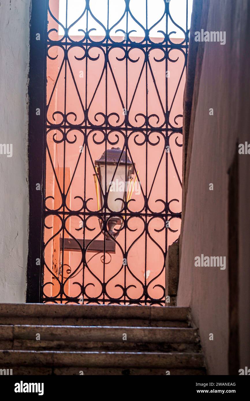 Merida Mexico,centro historico central historic district,wrought iron decor door gate,Palacio Municipal city hall,inside interior indoors,Mexican Hisp Stock Photo