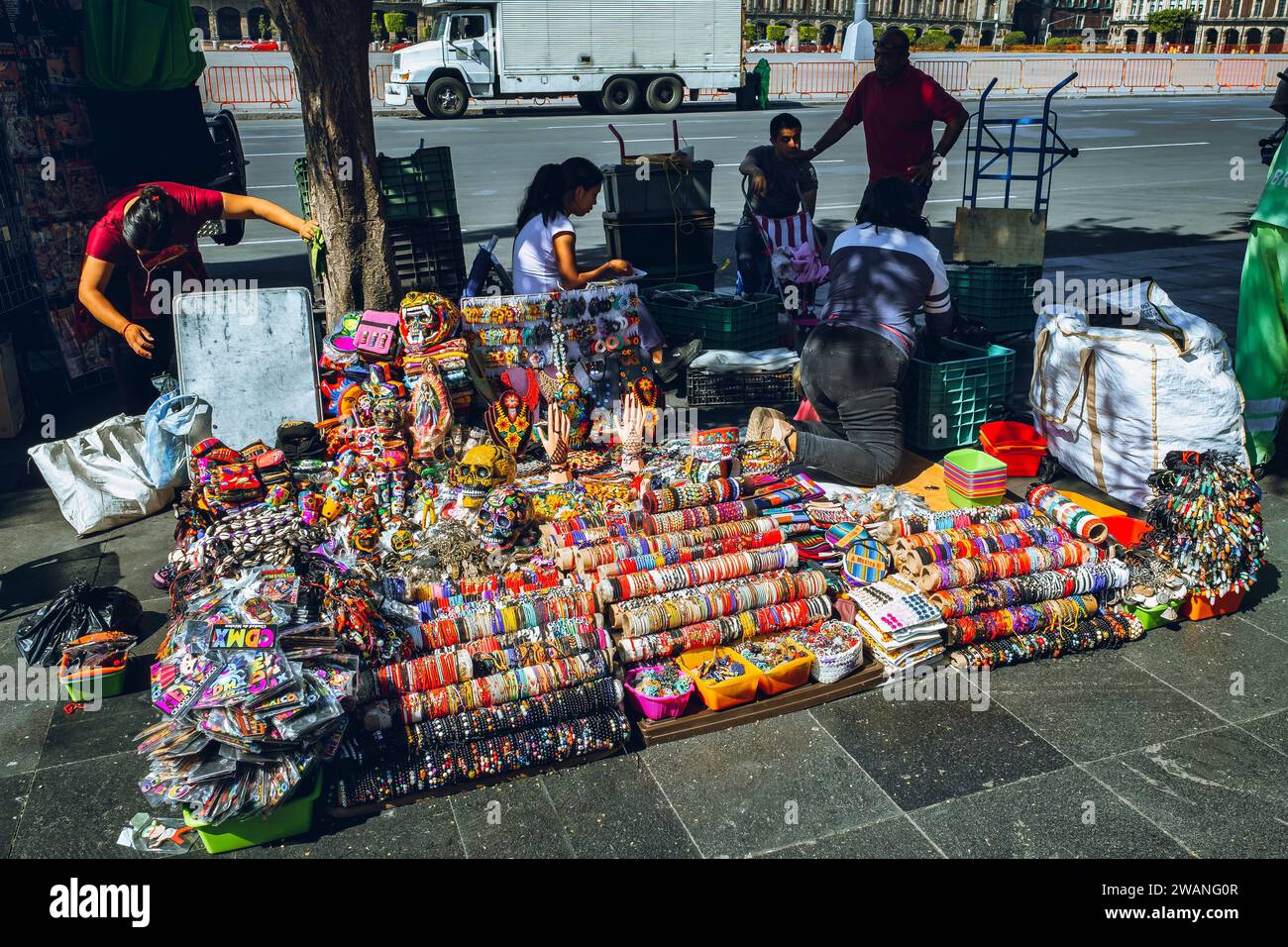 Stall along P.za de la Constitución CDMX, Mexico  Taken @Mexico city Stock Photo