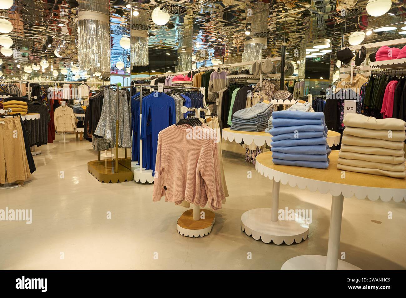 SHENZHEN, CHINA - NOVEMBER 21, 2019: interior shot of Monki store in 9 Square shopping center in Shenzhen. Stock Photo