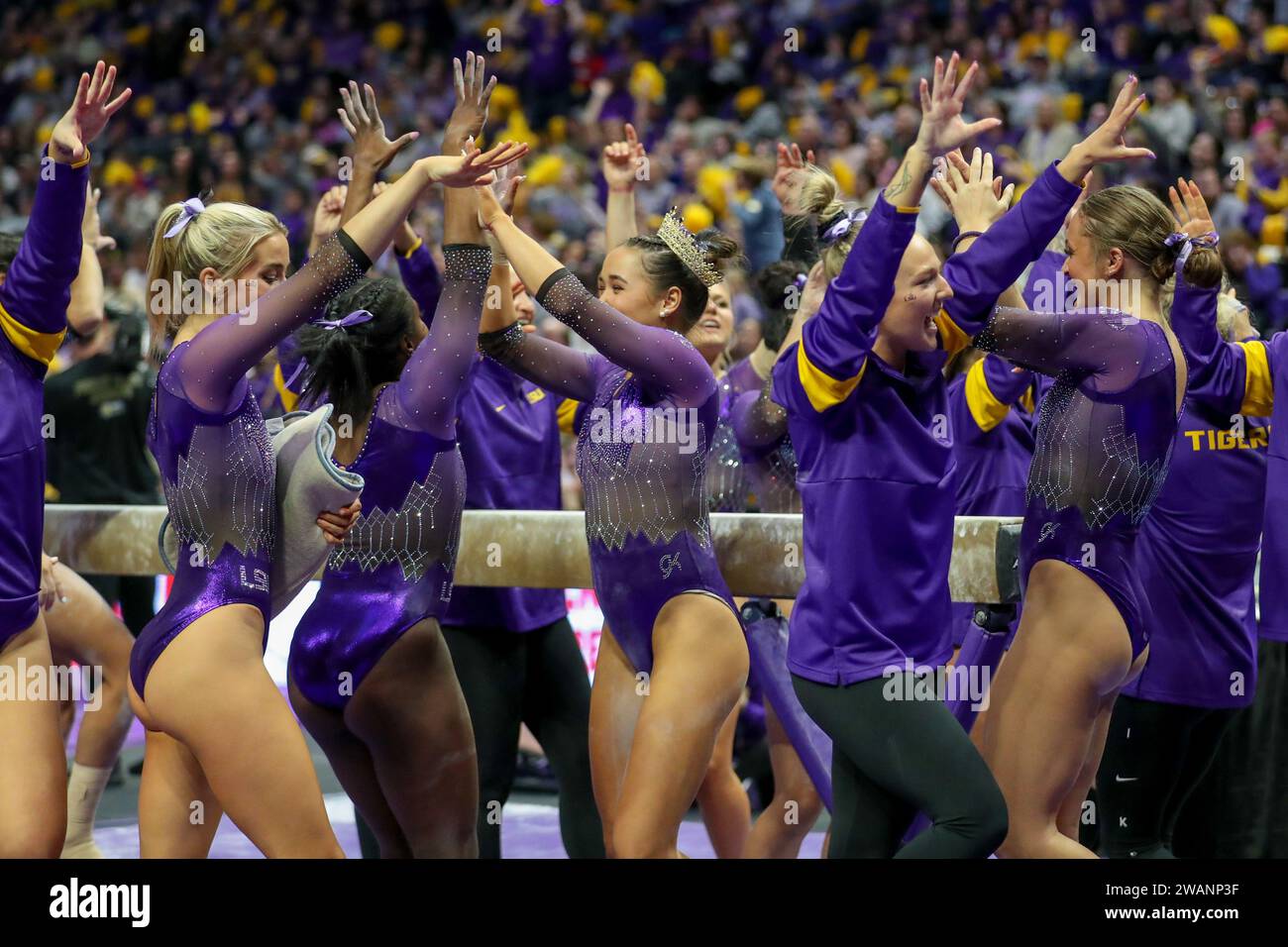 Lsu Jazz Routine January 05, 2024: LSU's Aleah Finnegan celebrates with her teammates ...