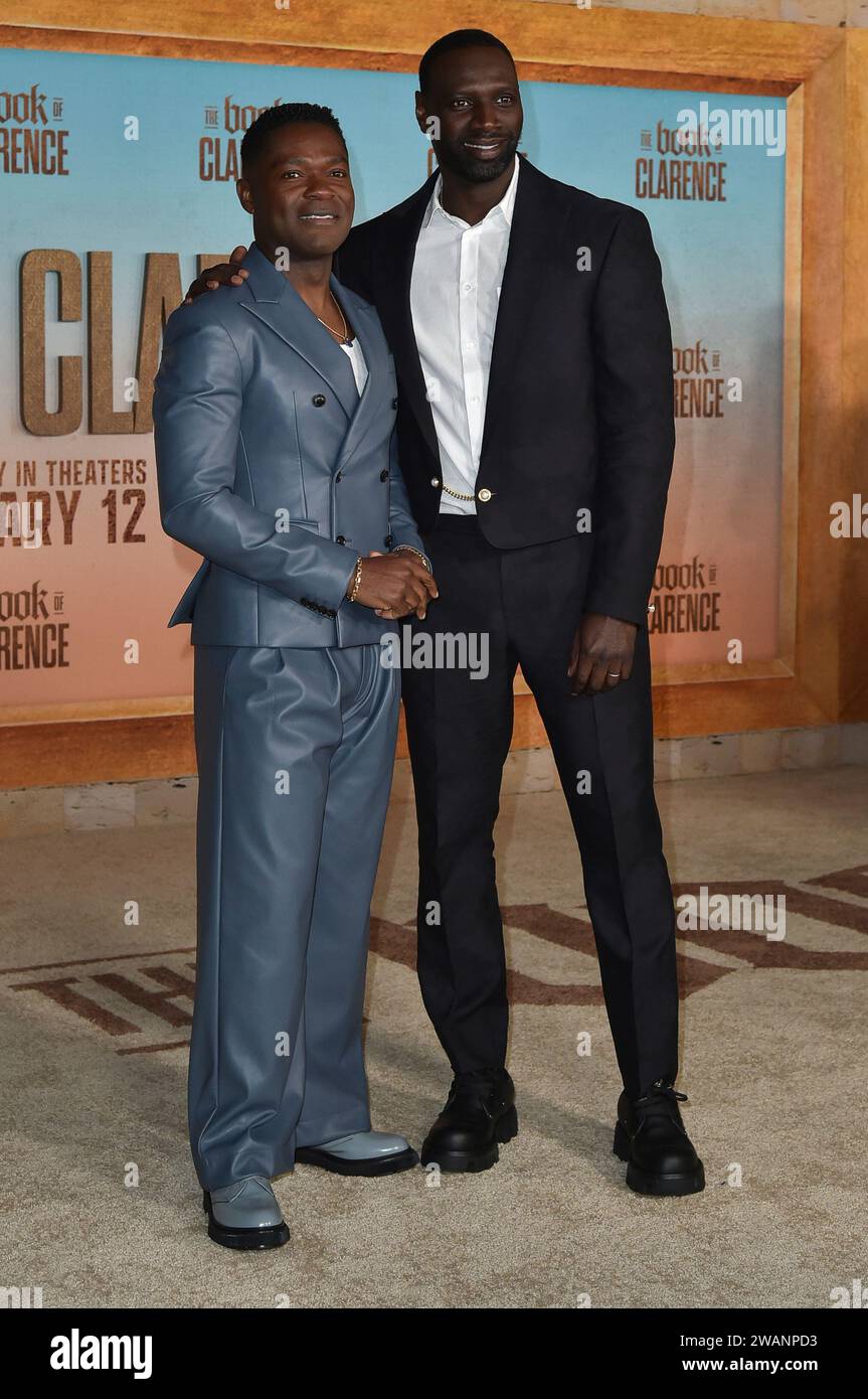 David Oyelowo, left, and Omar Sy arrive at the premiere of 