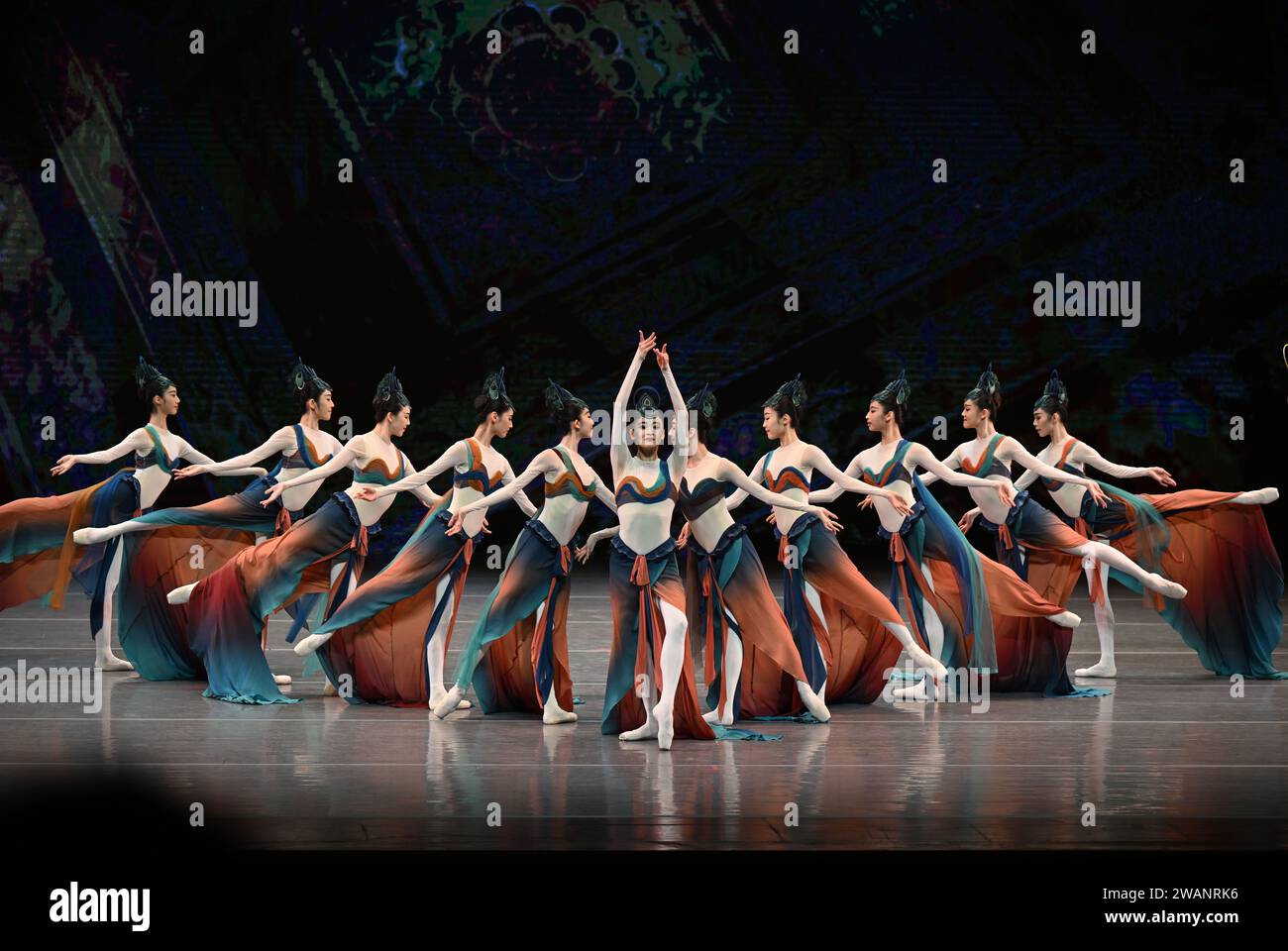Beijing, China. 5th Jan, 2024. Artists from the National Ballet of China perform at the Beijing Tianqiao Theater in Beijing, capital of China, Jan. 5, 2024. The sixth China International Ballet Season concluded on Friday, which gave 10 major shows and 23 performances by artists from the National Ballet of China, the Eifman Ballet of St. Petersburg of Russia, the Stuttgart Ballet of Germany. Credit: Jin Liangkuai/Xinhua/Alamy Live News Stock Photo