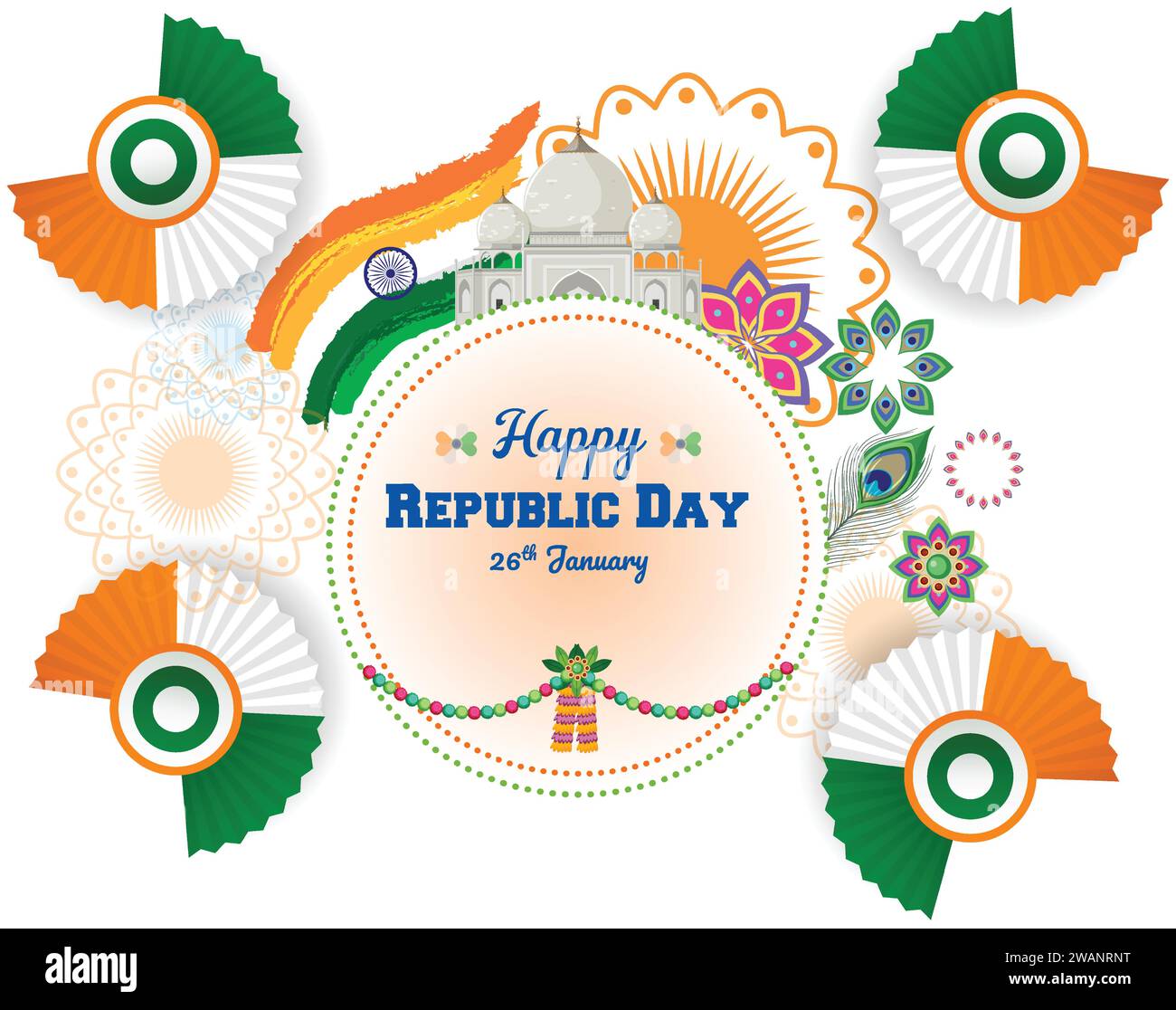 26th January India Republic Day Celebration Vector Stock Vector Image