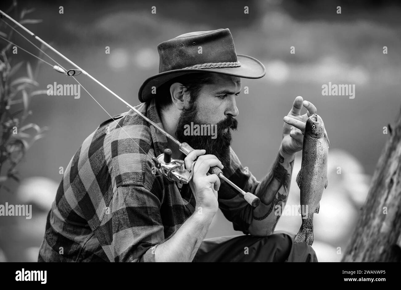 Fishing net in a river Black and White Stock Photos & Images Alamy