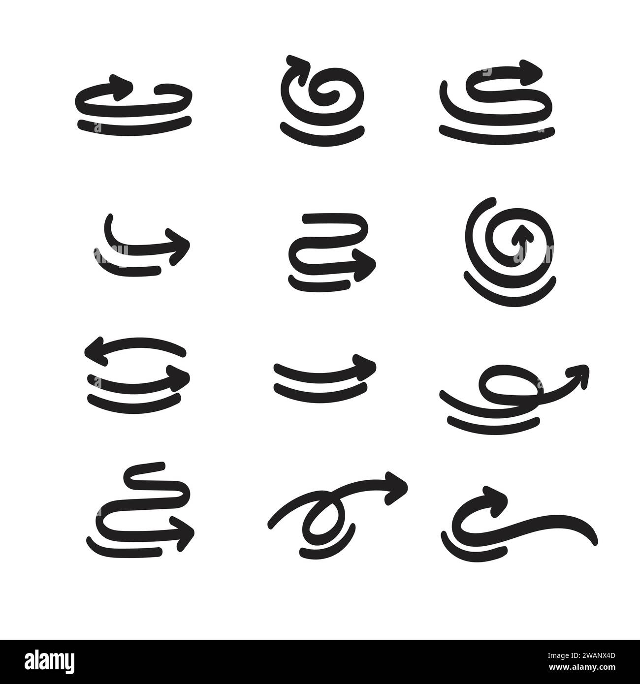 abstract Various hand drawn Style Arrow Set vector illustration Stock ...