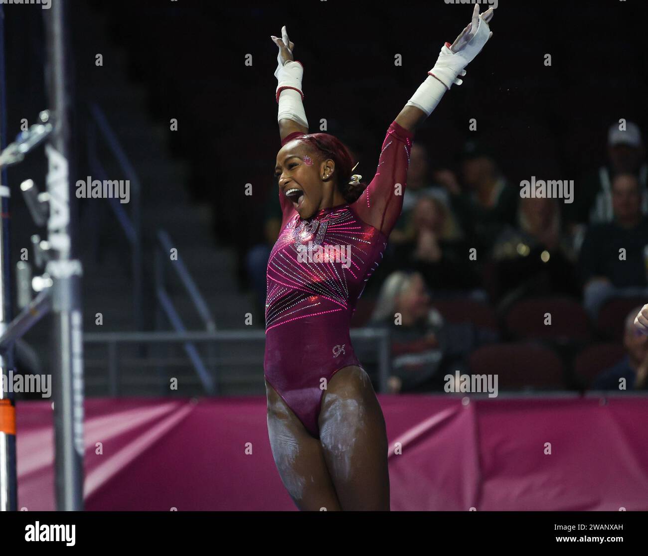 Las Vegas, NV, USA. 5th Jan, 2024. Oklahomas Danae Fletcher celebrates 