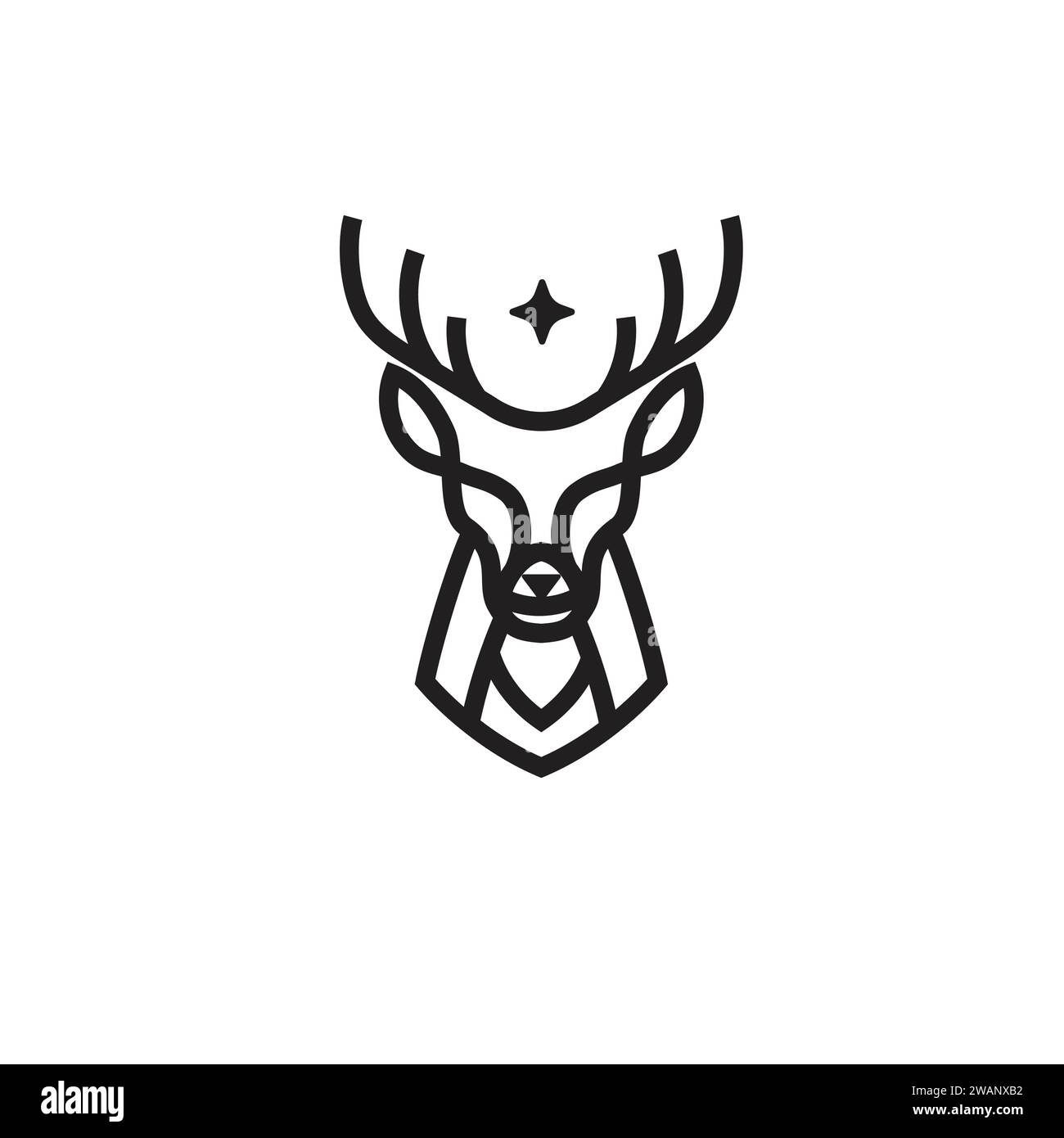 Lines art modern head deer and horn logo vector symbol icon design ...