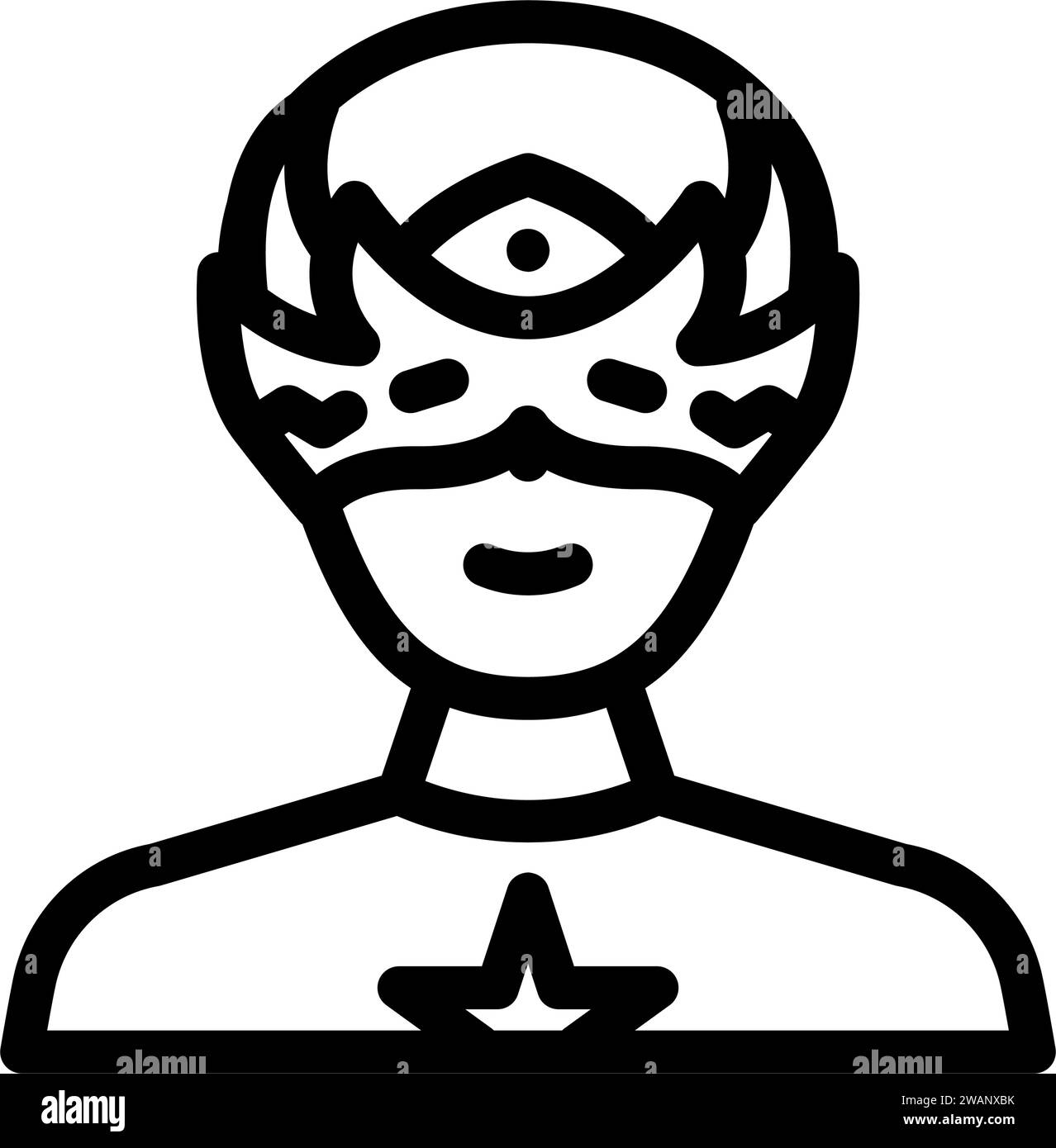 hero mask face line icon vector illustration Stock Vector Image & Art ...