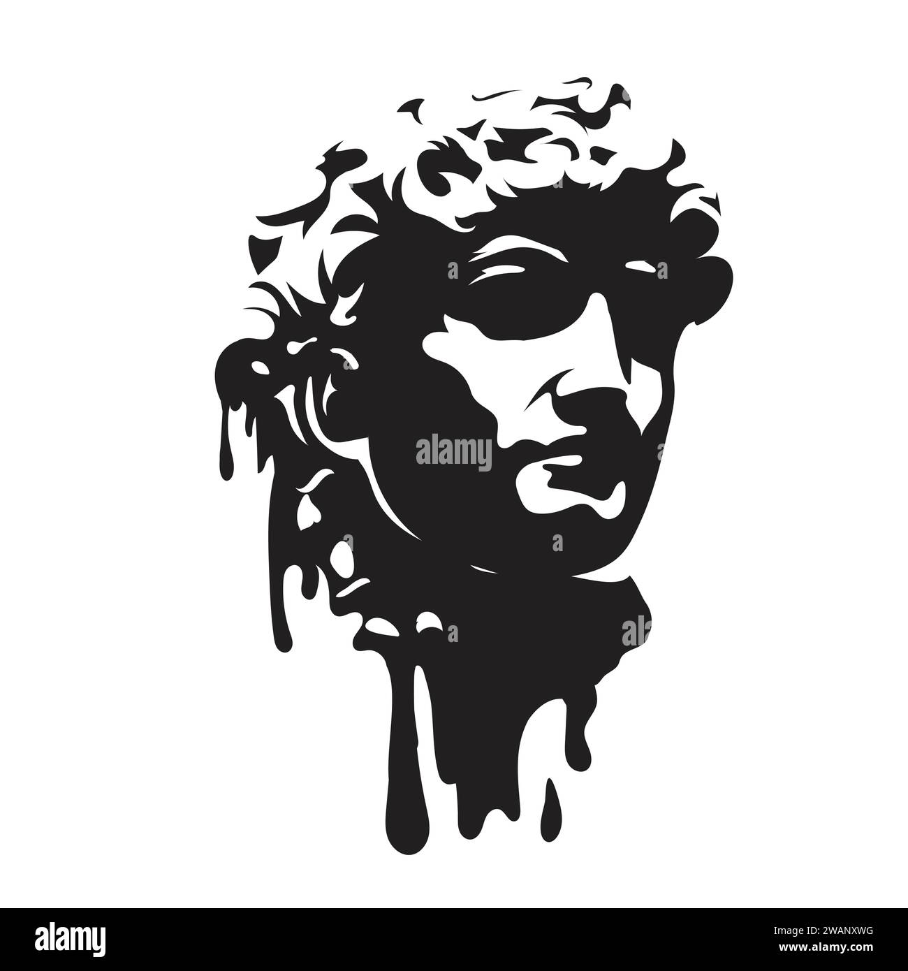 abstract Greece face art black and white color vector illustration Stock Vector