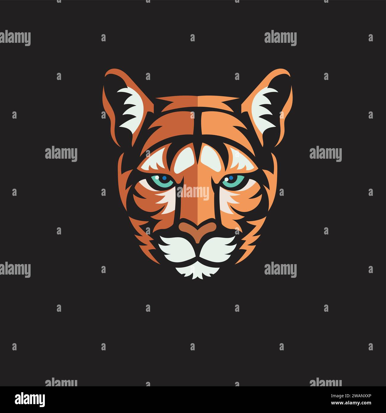 Cougar head Mascot Vector illustration. Mountain lion animal cute face Stock Vector