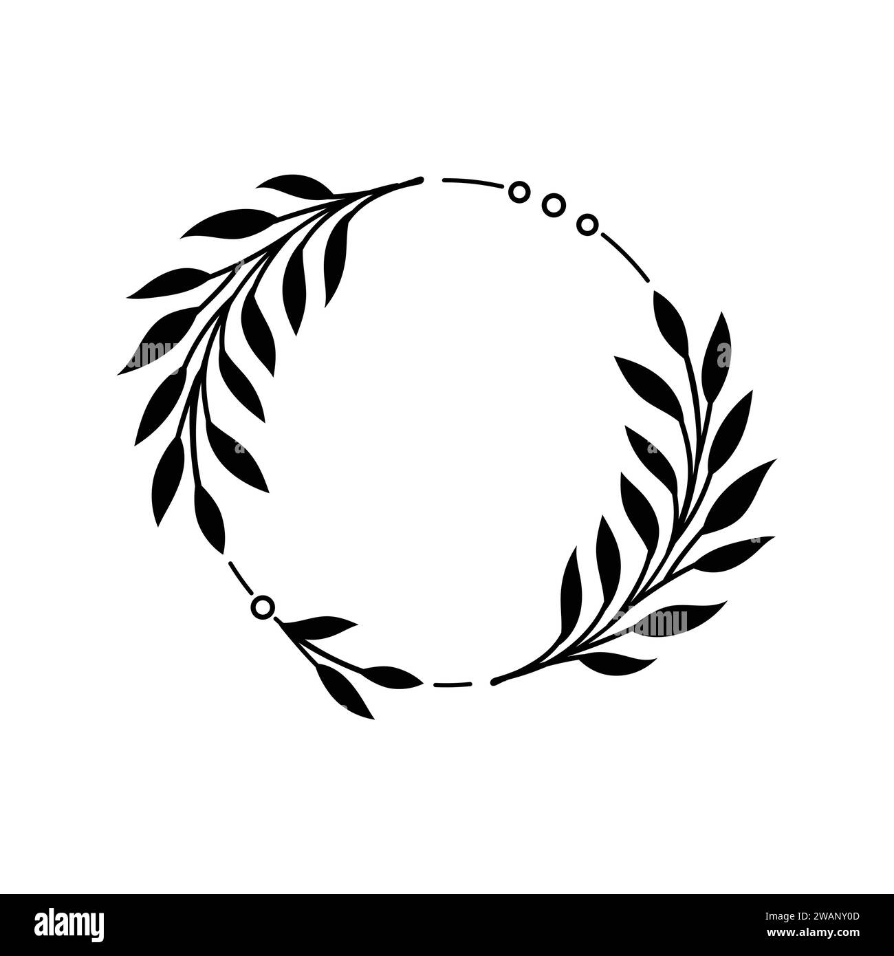 Vector isolated floral frame line art illustration, Flourish circle