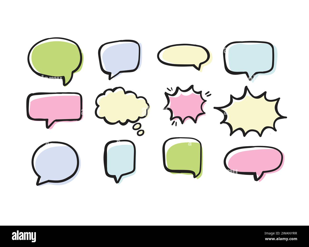 speech bubble color vector illustration on white background Stock Vector