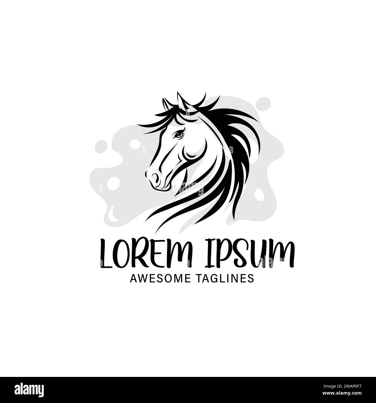 Horse head in black and white vector illustration concept Stock Vector ...