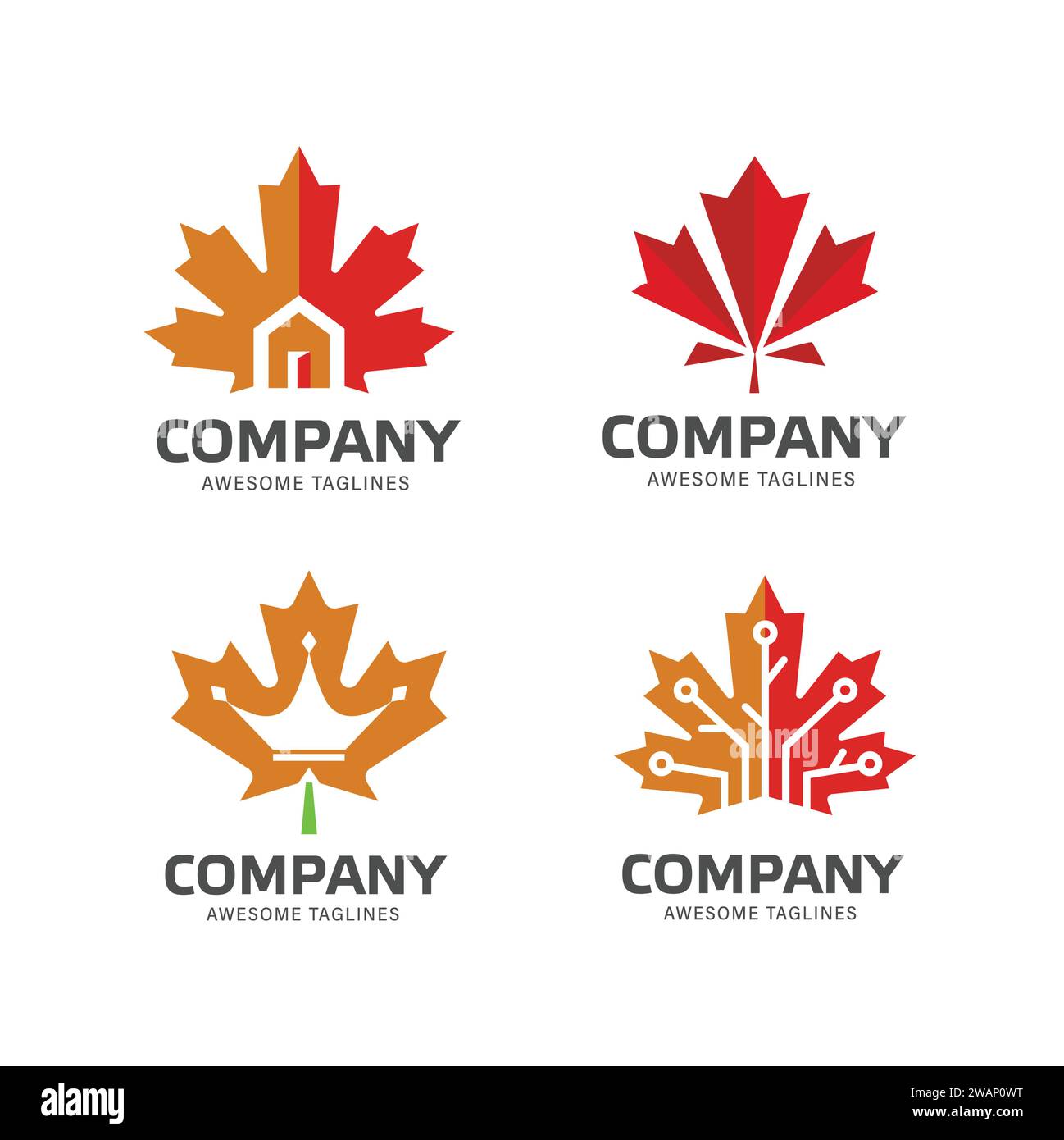 creative logo collection with maple leaf, canada logo vector collection Stock Vector