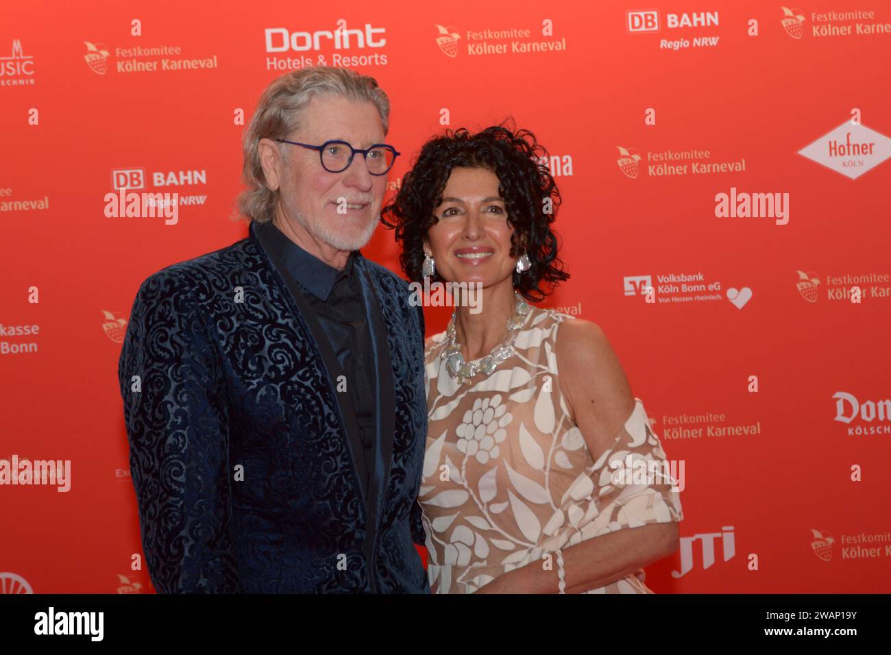 Cologne, Germany. 05th Jan, 2024. Toni Schumacher and his wife, Jasmin  Schumacher, are posing on the red carpet during the traditional carnival  proclamation in Cologne, Germany, on January 5, 2024. (Photo by