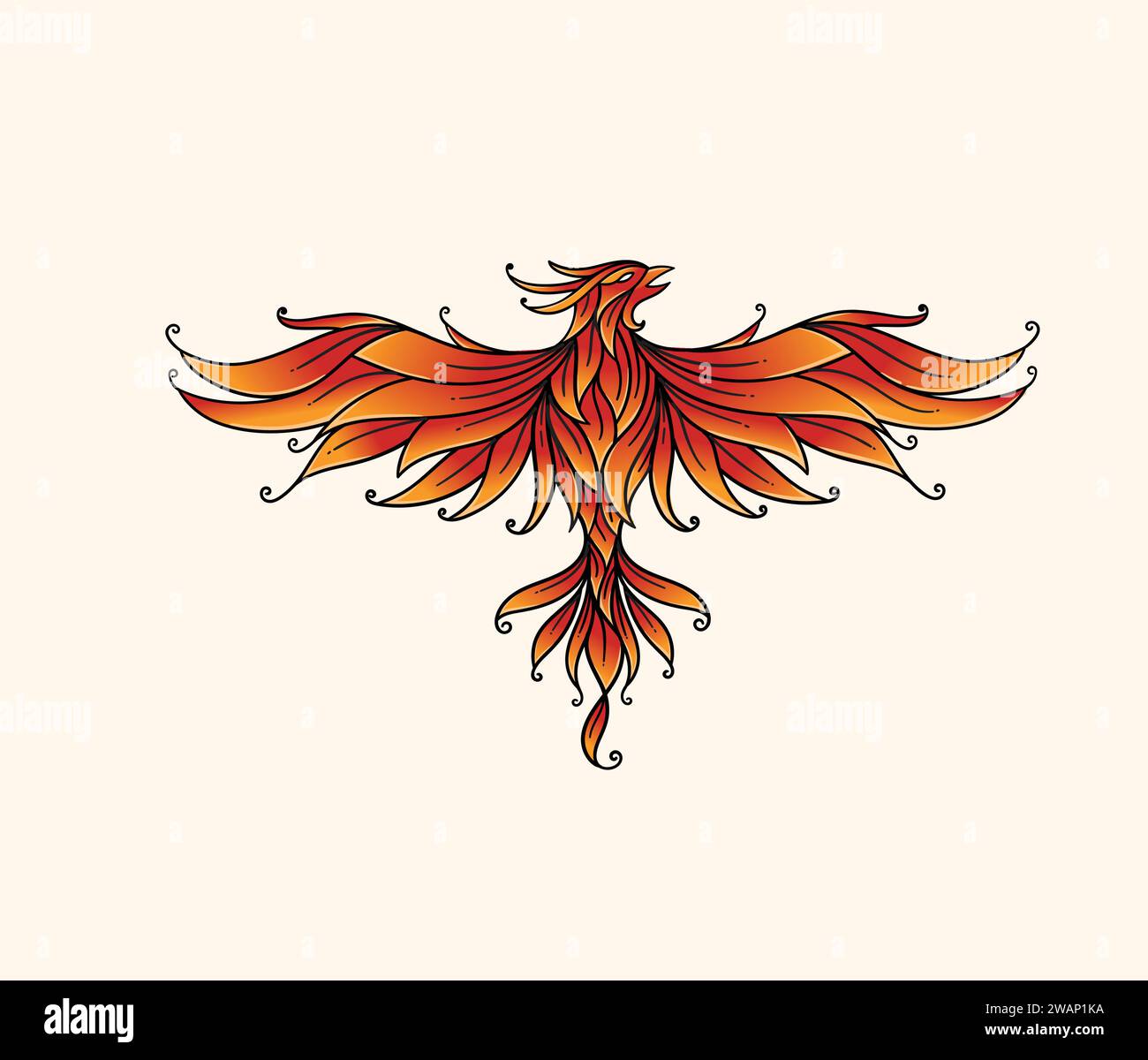 Fire Burning Phoenix Bird, Decorative Phoenix Bird Vector Illustration ...