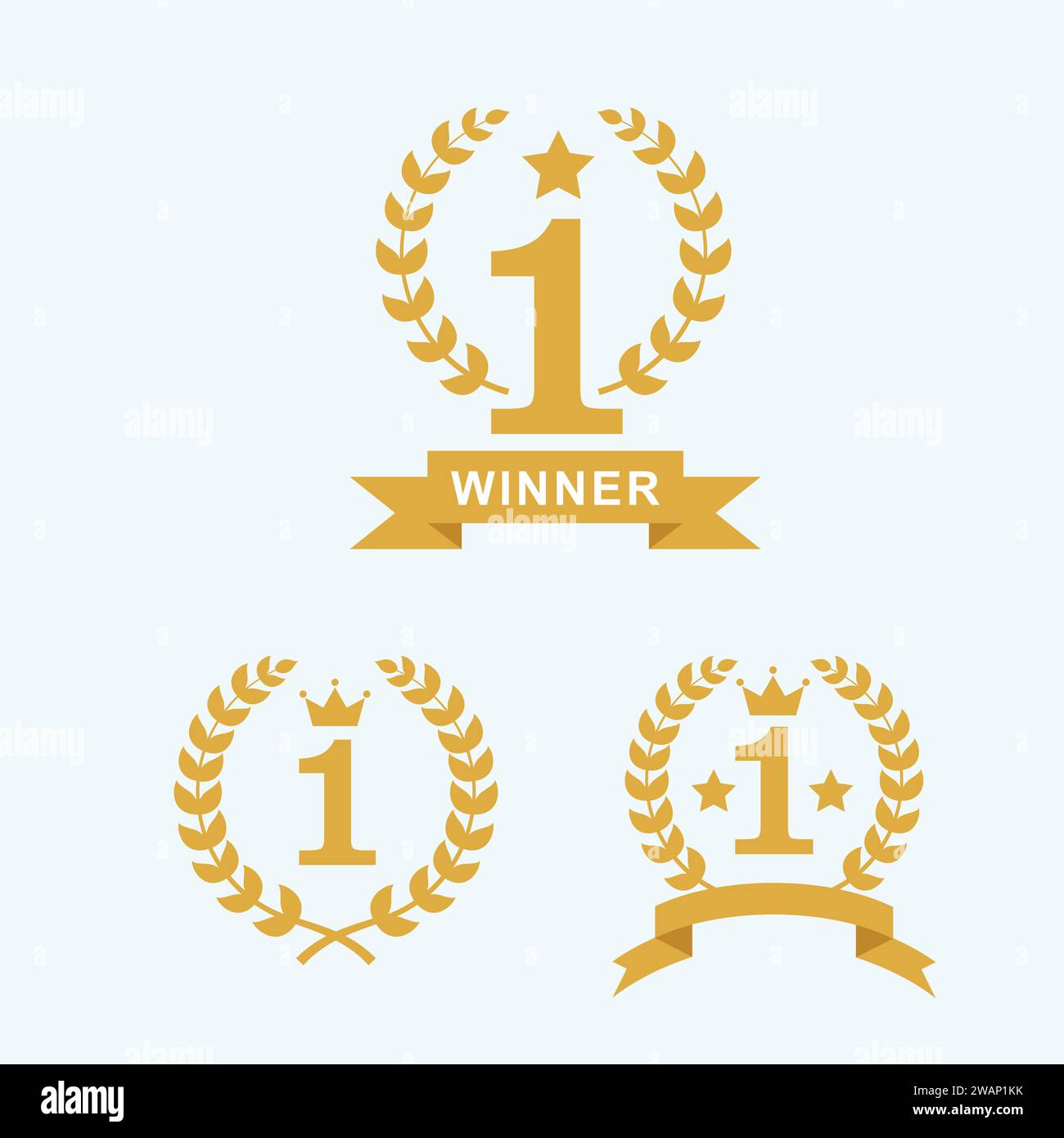 laurel wreath with number 1, winner golden laurel concept Stock Vector