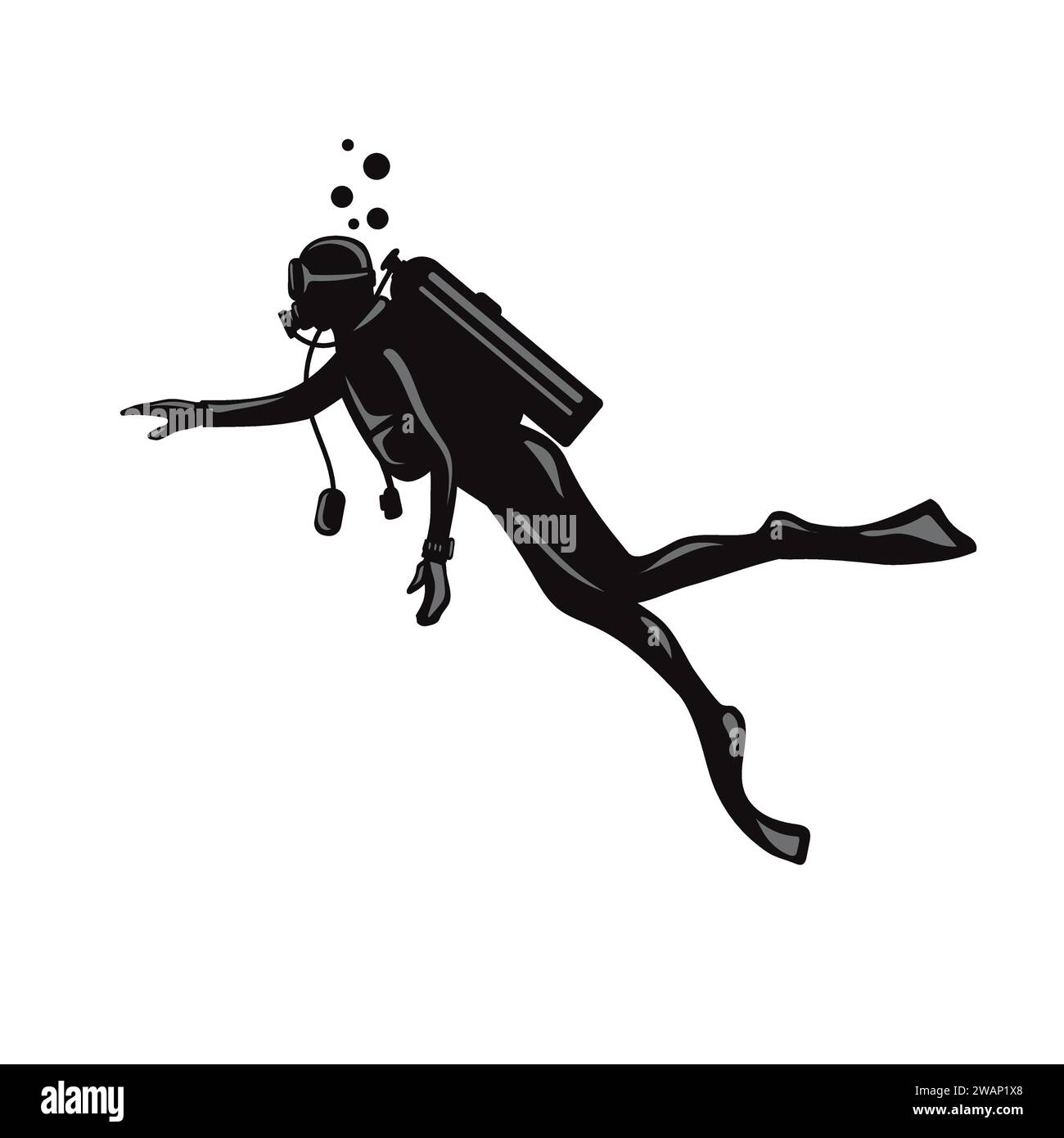 Scuba diver with underwater equipment vector template, Diving club Scuba diver with underwater equipment vector template, Diving club