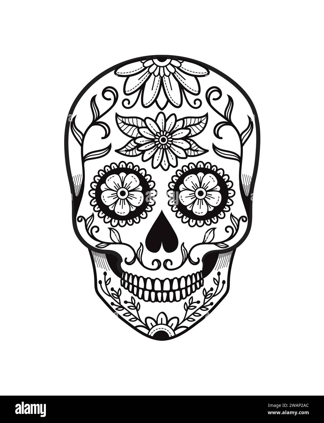 hand drawn of Day of the Dead sugar skulls vector illustration Stock Vector