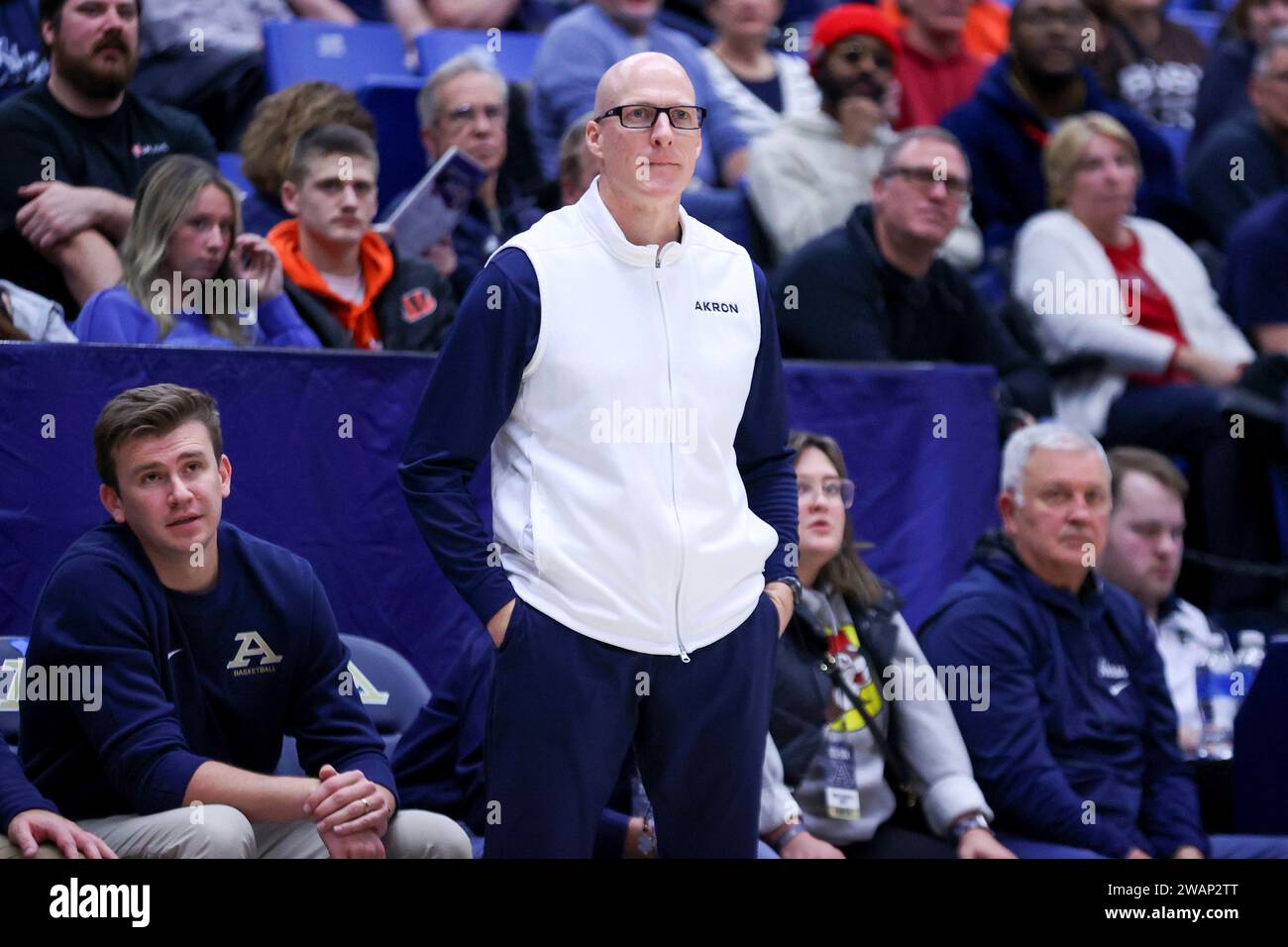 AKRON, OH - JANUARY 05: Akron Zips head coach John Groce on the ...