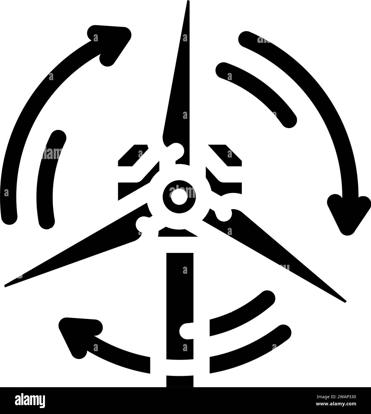 blades rotation wind turbine glyph icon vector illustration Stock ...