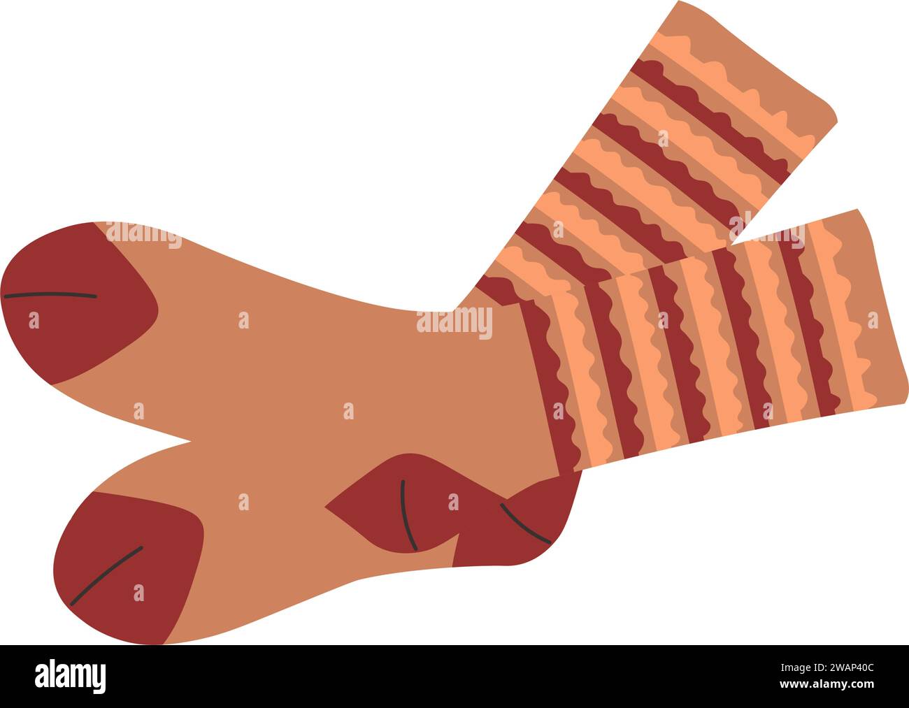 Knitted socks for winter, clothes with stripes Stock Vector