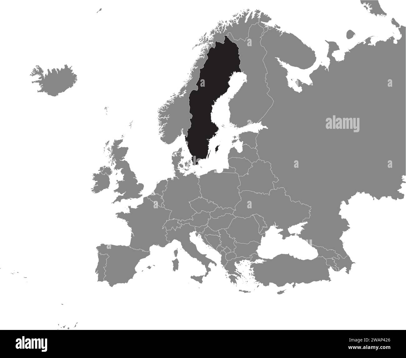 Location map of the KINGDOM OF SWEDEN, EUROPE Stock Vector