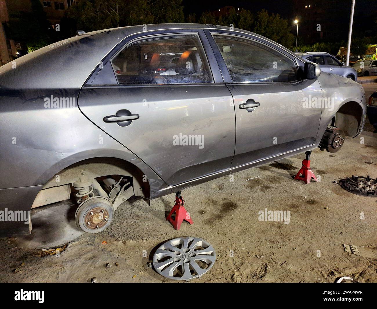 Cairo, Egypt, September 26 2023 maintenance of a KIA Cerato Korean car