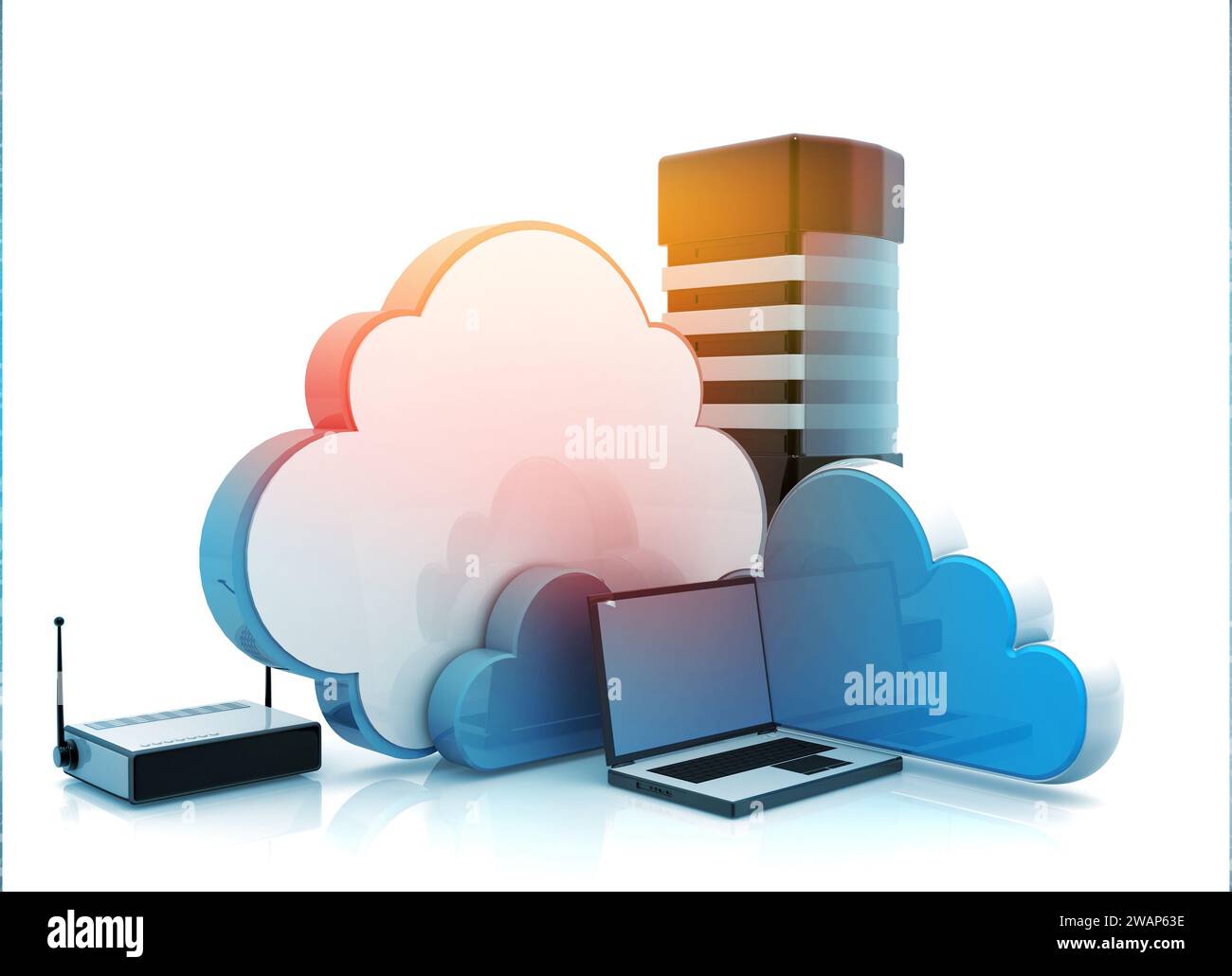 Cloud computing network. 3d illustration Stock Photo - Alamy