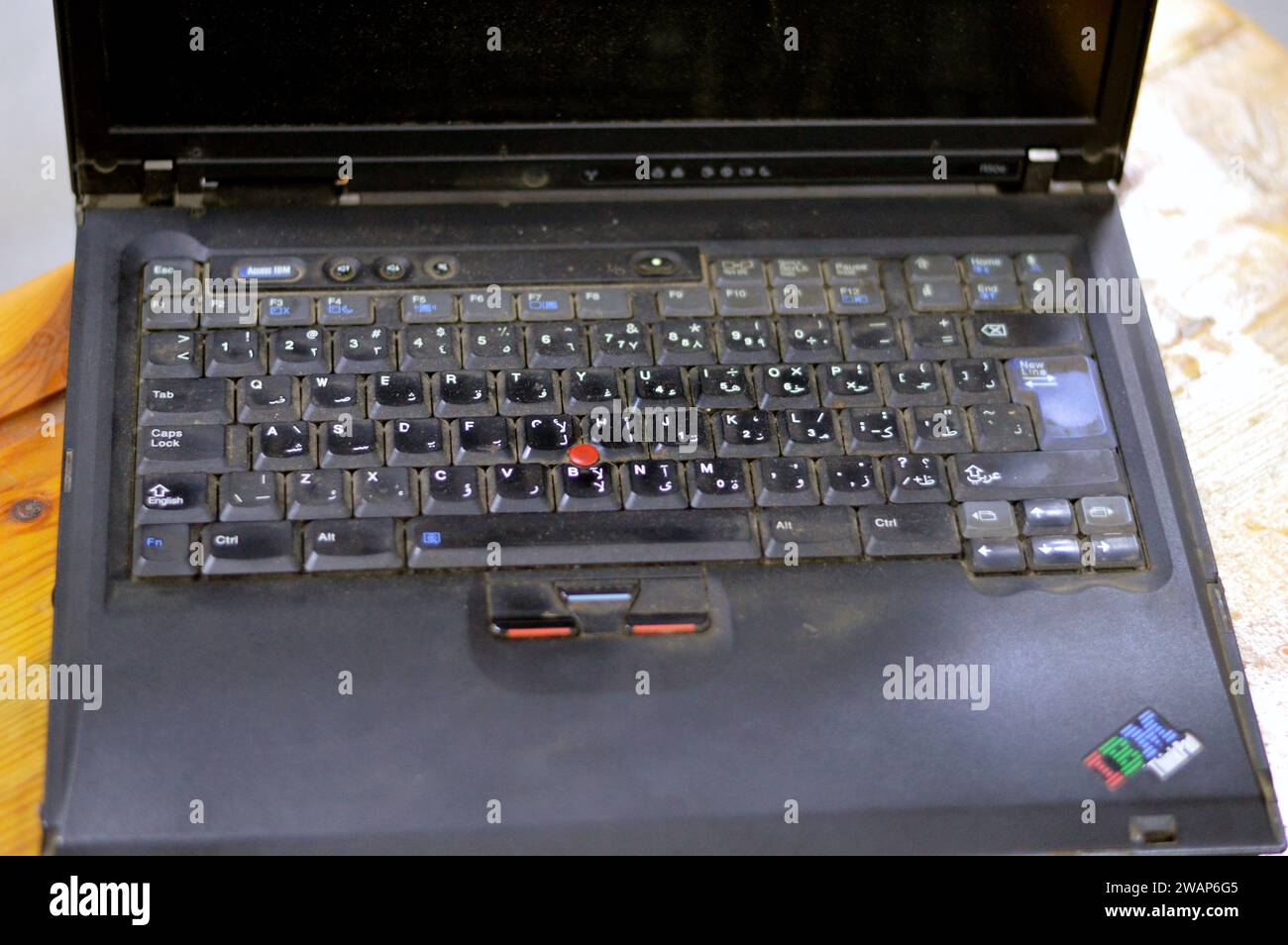 Cairo, Egypt, December 26 2023: IBM old laptop manufactured for Lenovo by The International Business Machines Corporation, an American multinational t Stock Photo