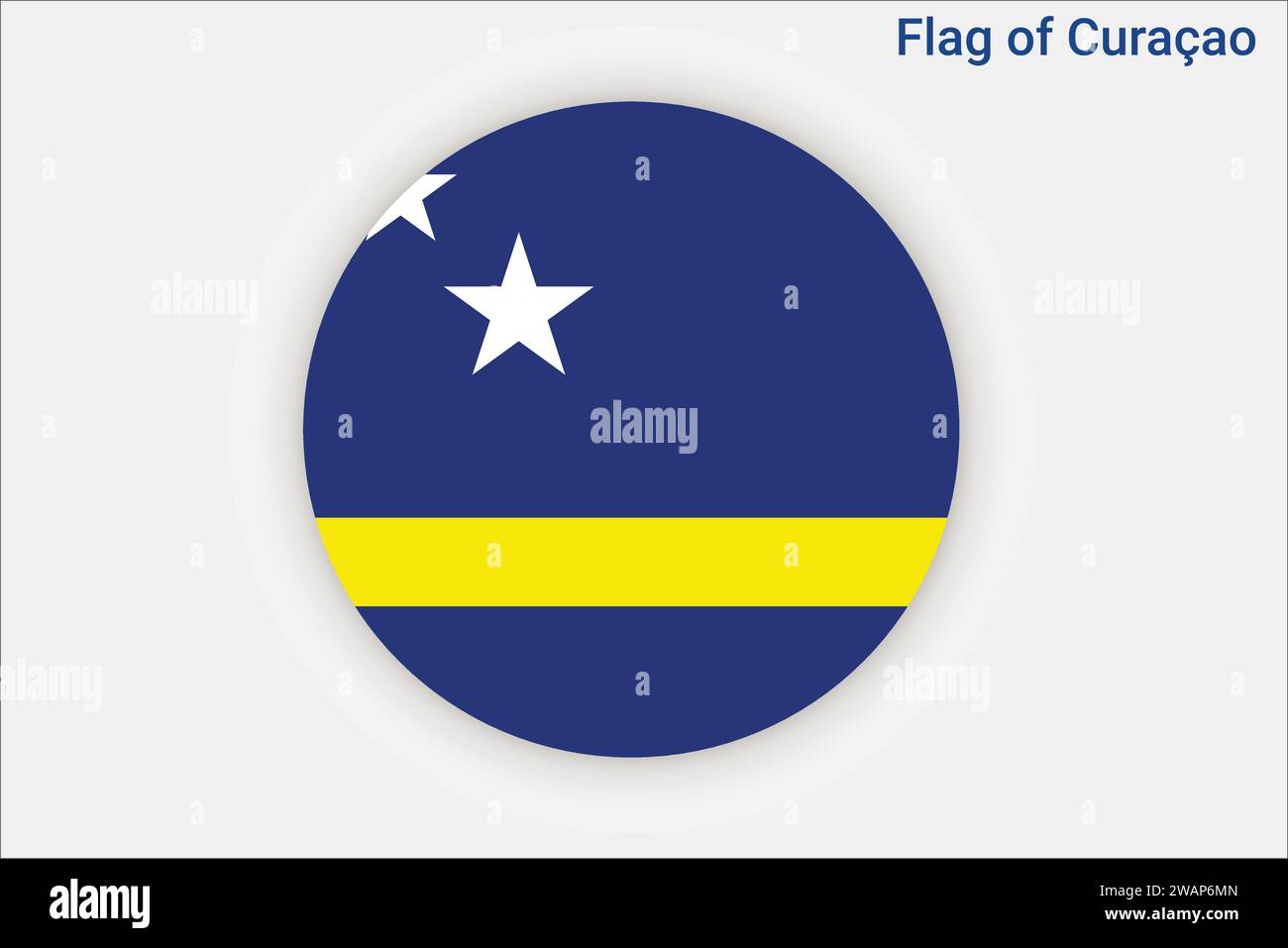 High detailed flag of Curacao. National Curacao flag. South America. 3D illustration. Stock Vector