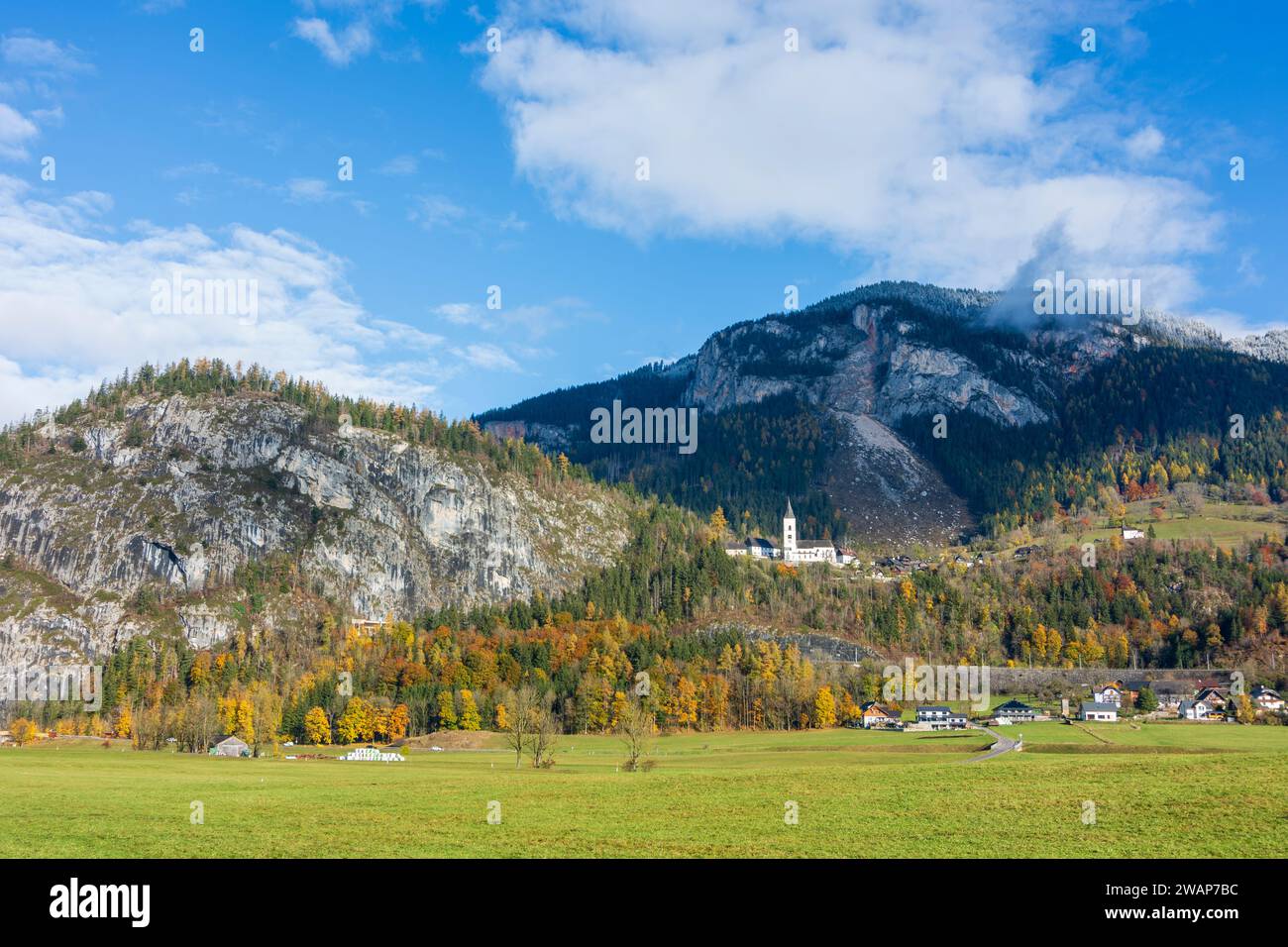 Stainach-Pürgg: village and church Pürgg in Schladming-Dachstein, Steiermark, Styria, Austria Stock Photo