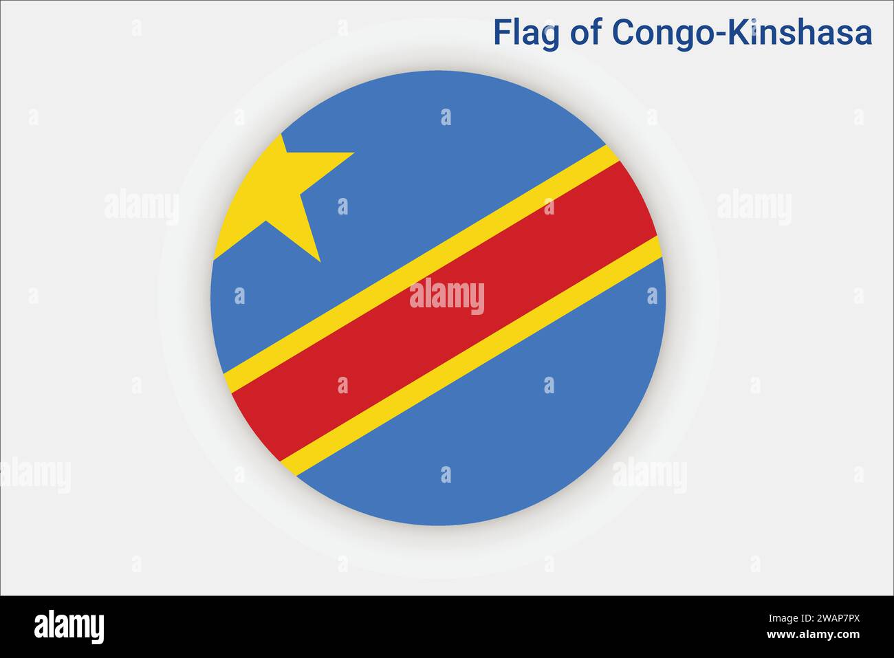 High detailed flag of Congo-Kinshasa. National Congo-Kinshasa flag. Africa. 3D illustration. Stock Vector