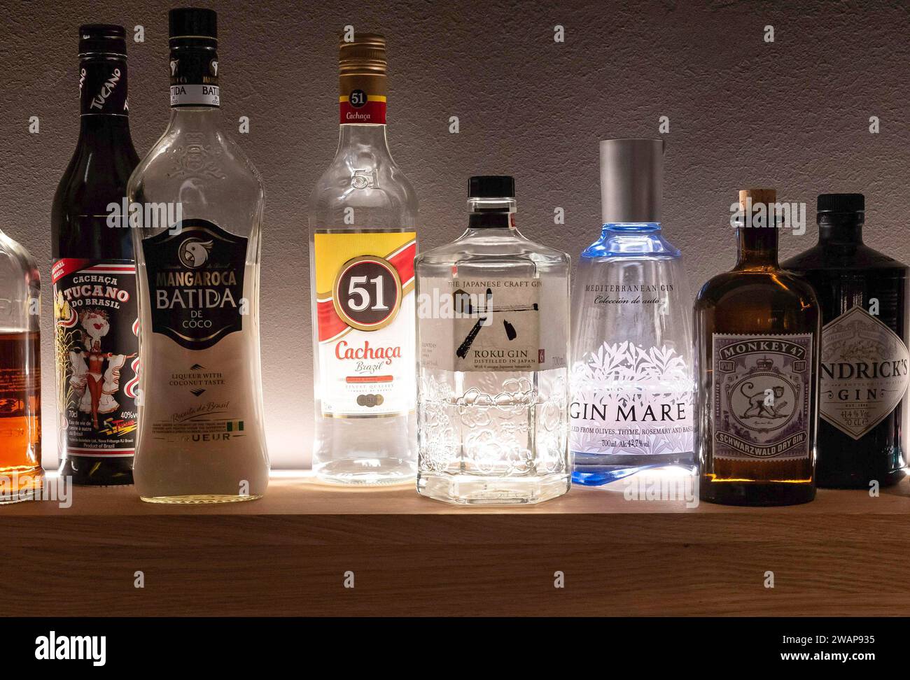 Spirits bottles Stock Photo
