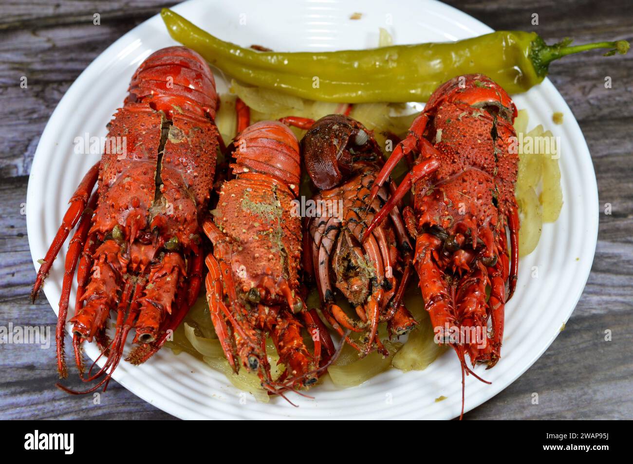 Lobster meal cooked and served, Lobsters are a family Nephropidae ...