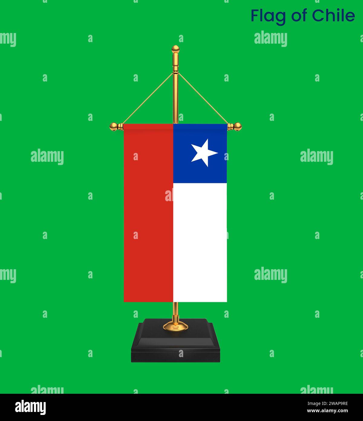 High detailed flag of Chile. National Chile flag. South America. 3D