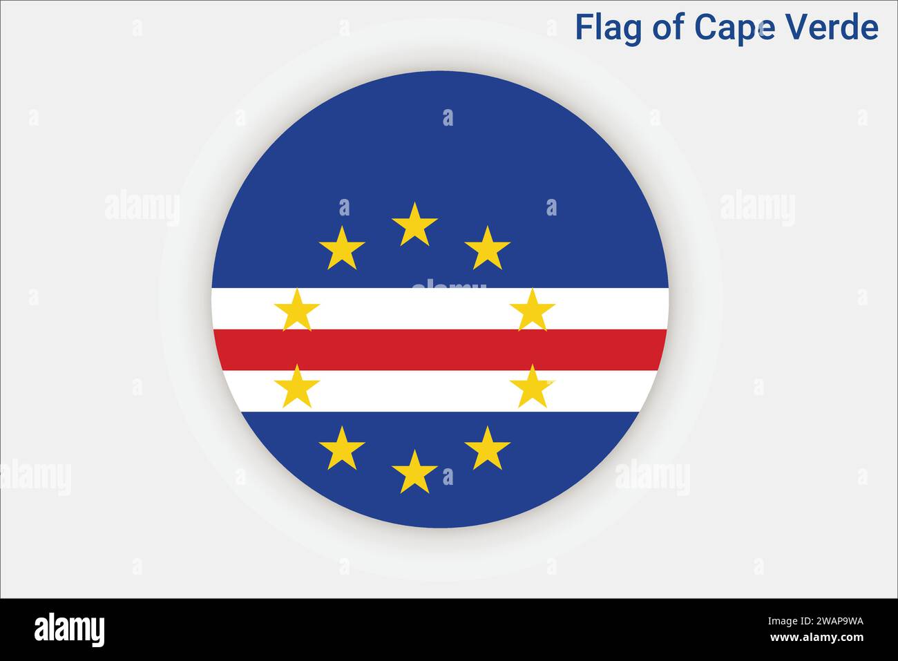 High detailed flag of Cape Verde. National Cape Verde flag. Africa. 3D illustration. Stock Vector