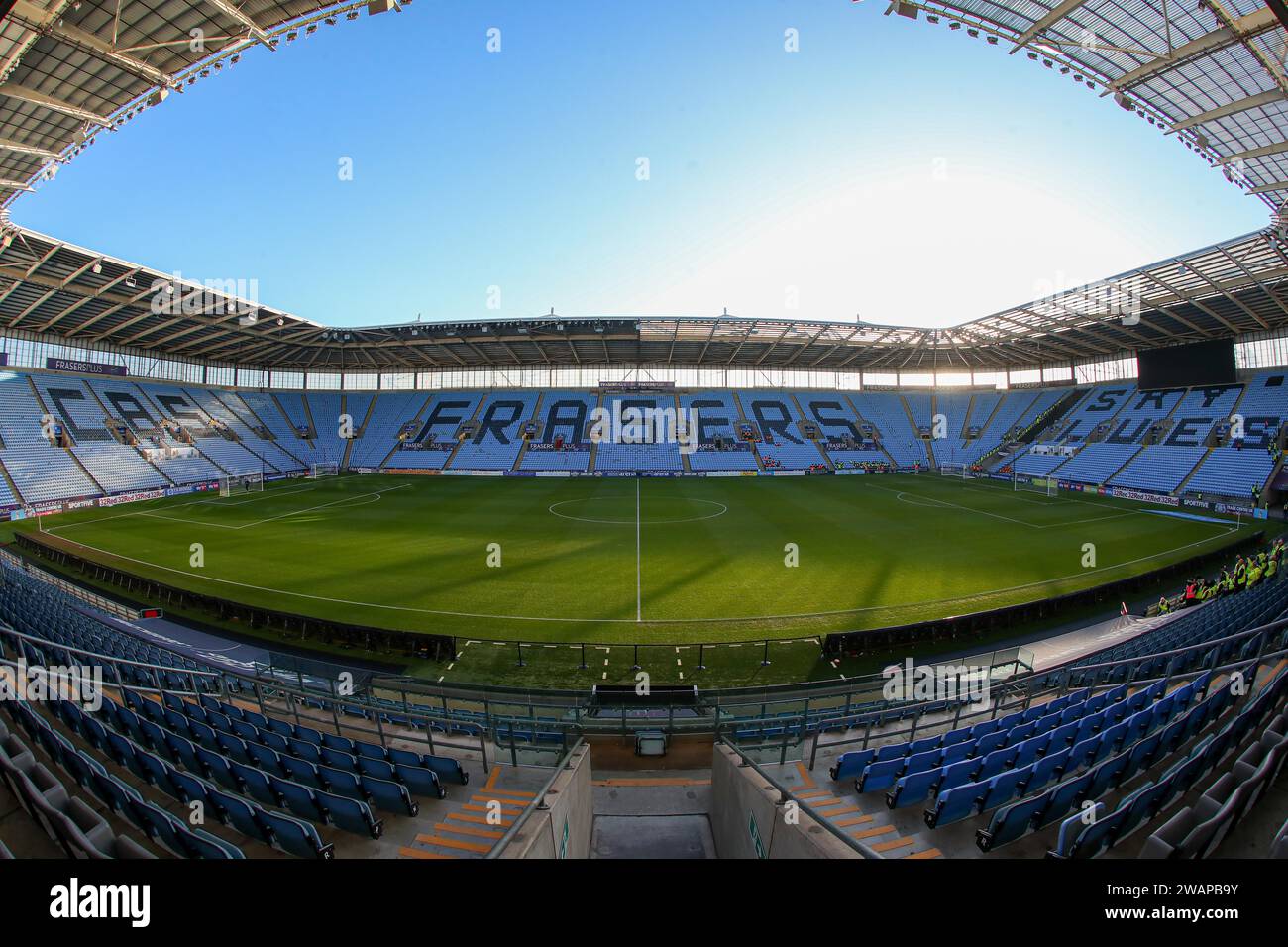 A general view of Coventry Building Society Arena during the Emirates FA Cup Third Round match Coventry City vs Oxford United at Coventry Building Society Arena, Coventry, United Kingdom, 6th January 2024  (Photo by Craig Anthony/News Images) Stock Photo