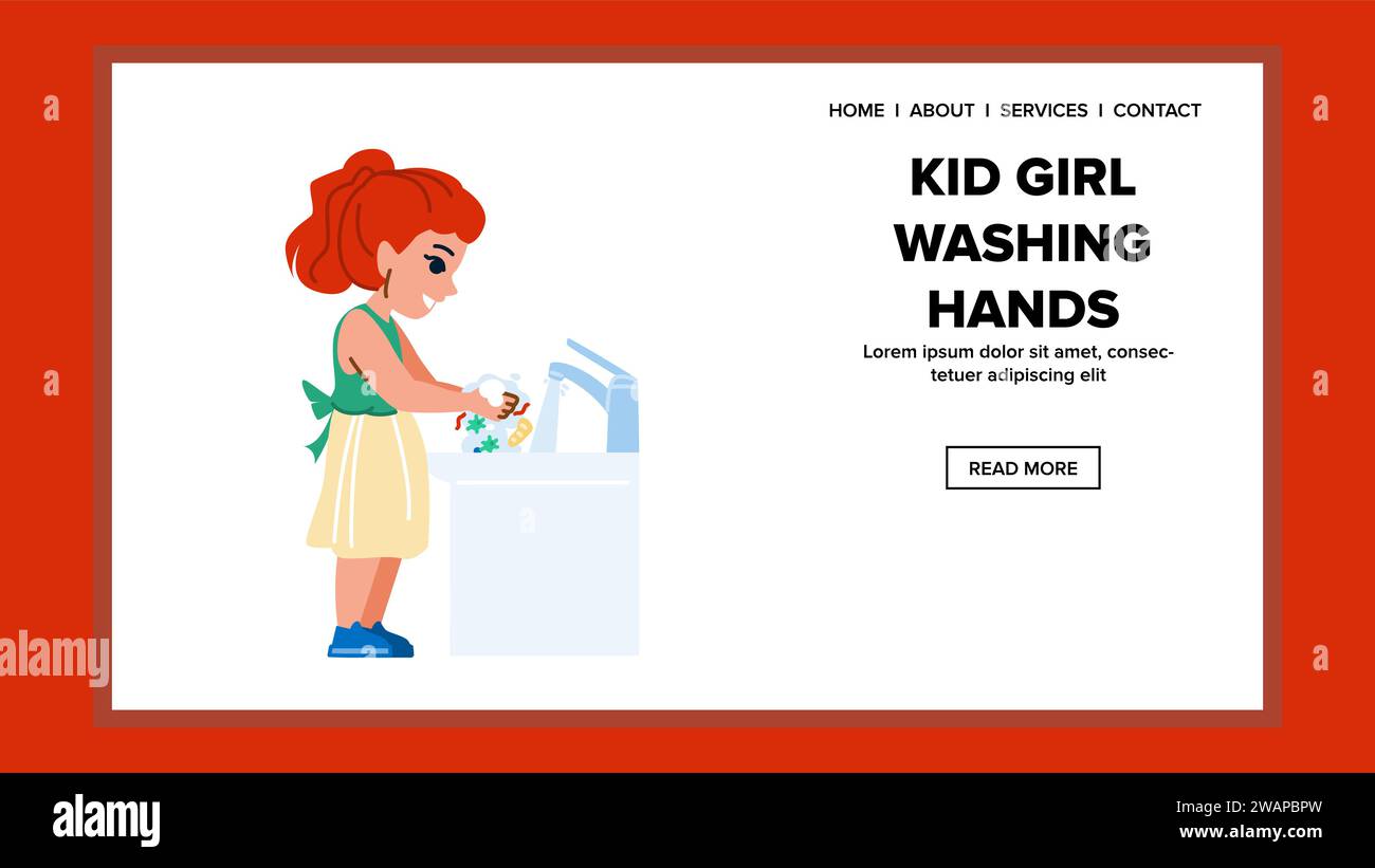 clean kid girl washing hands vector Stock Vector Image & Art - Alamy