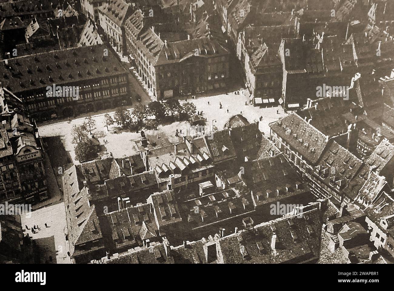 France 1939 -  A view of Strasbourg from the Cathedral Tower - France 1939 - Une vue de Strasbourg depuis la Tour de la Cathédrale - Stock Photo