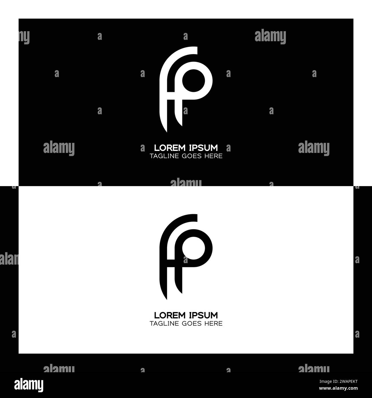 FP initial letters linked elegant logo. letter F and P pattern design monogram Stock Vector