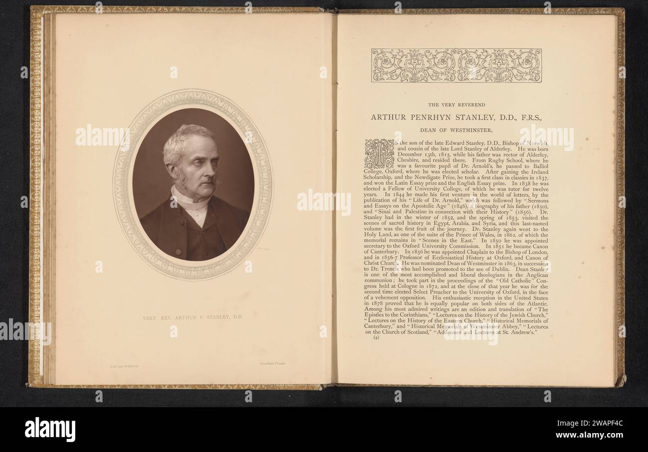 Very rev. Arthur P. Stanley, D.D., Lock & Whitfield, c. 1875 - in or before 1880 photomechanical print   paper  historical persons (portraits and scenes from the life) (+ (full) bust portrait). theologian Stock Photo