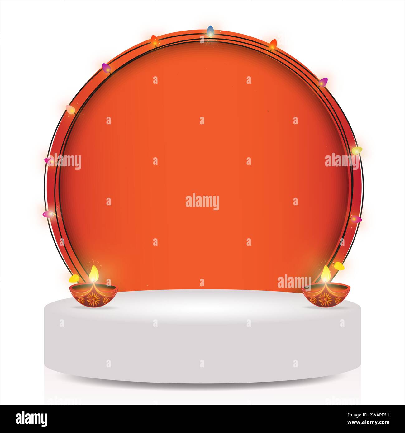 Abstract round stage for Diwali festival with lighting effect and can