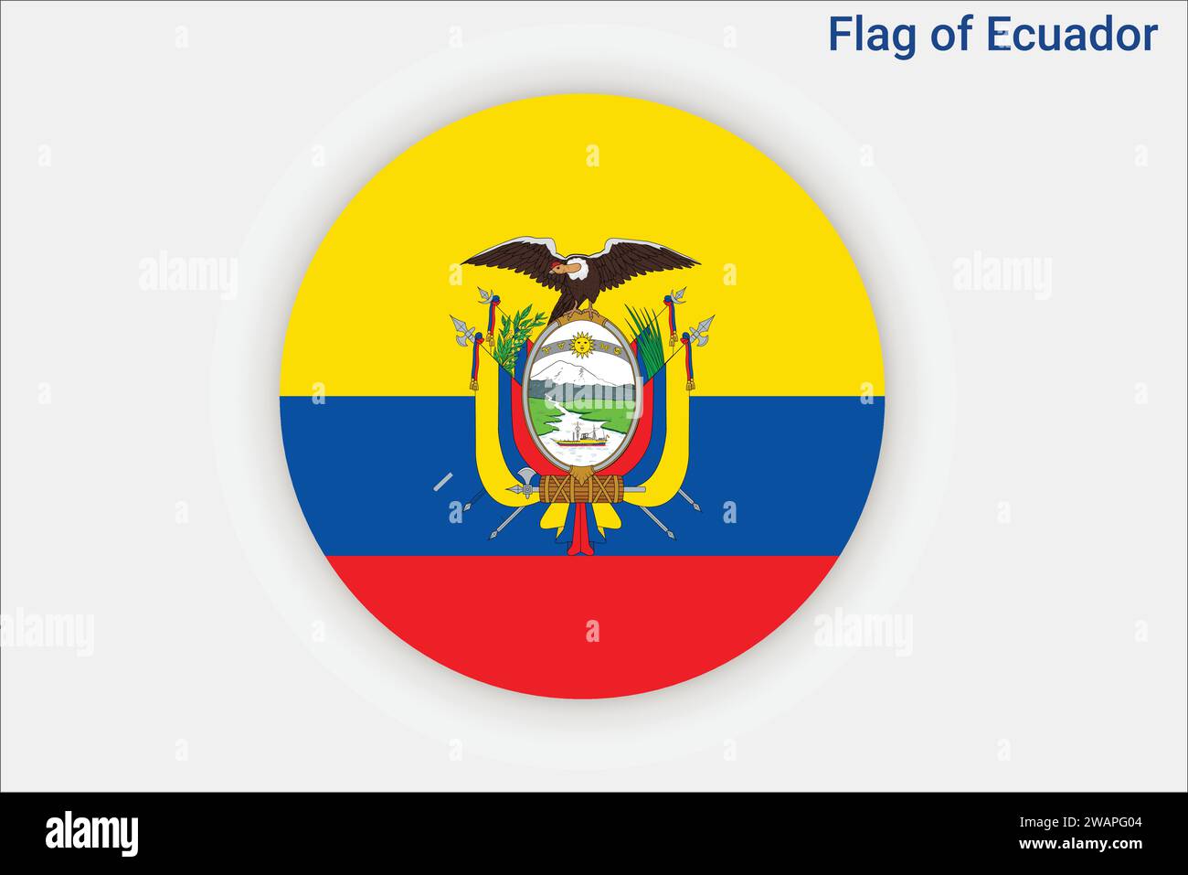 High detailed flag of Ecuador. National Ecuador flag. South America. 3D illustration. Stock Vector