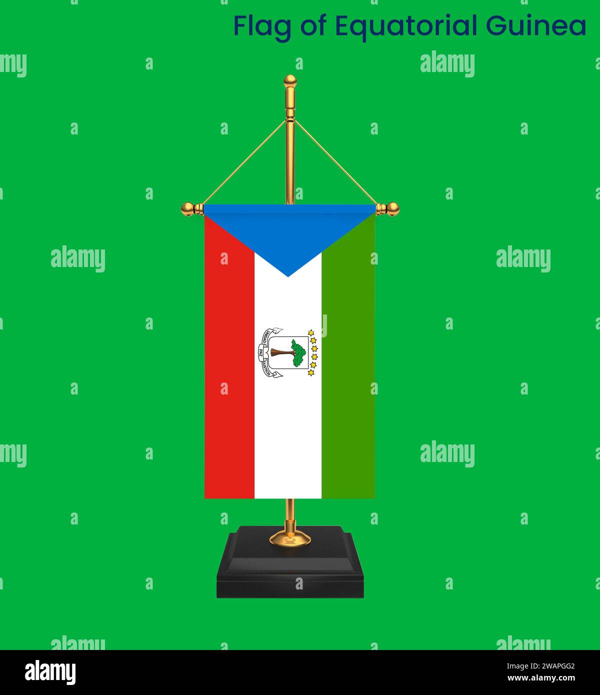 High detailed flag of Equatorial Guinea. National Equatorial Guinea flag. Africa. Stock Photo