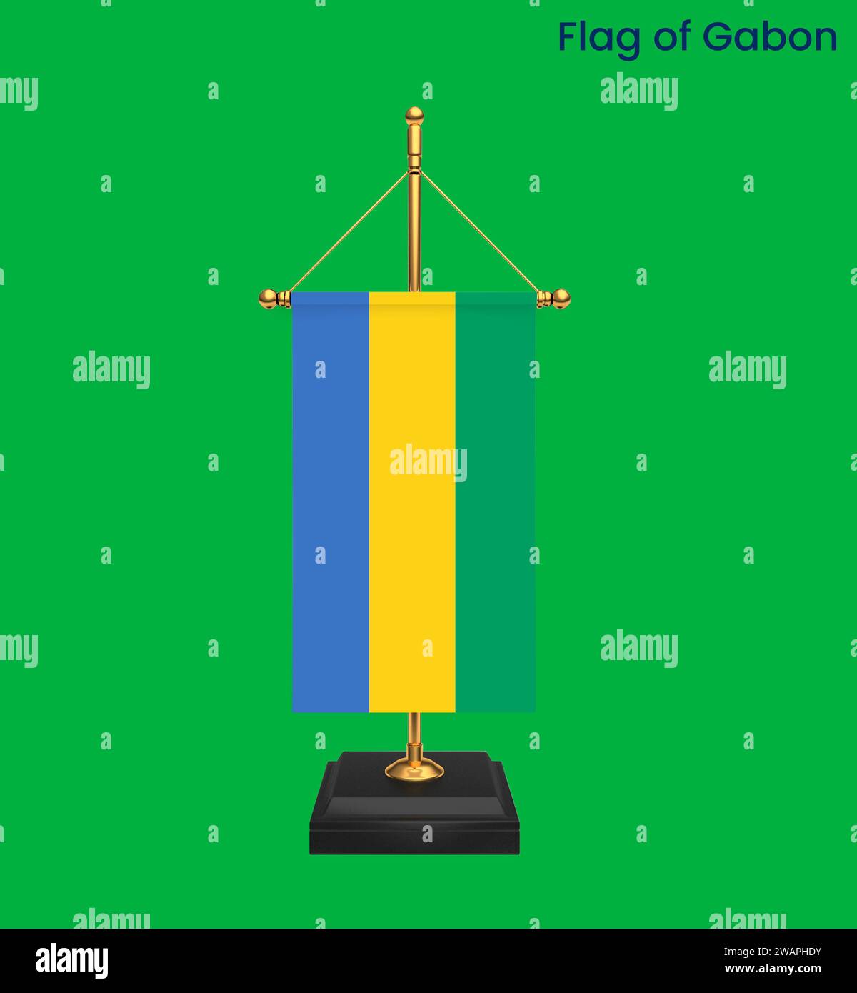 High detailed flag of Gabon. National Gabon flag. Africa. 3D ...