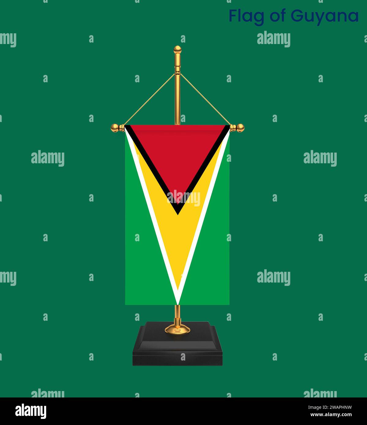 High detailed flag of Guyana. National Guyana flag. South America. 3D